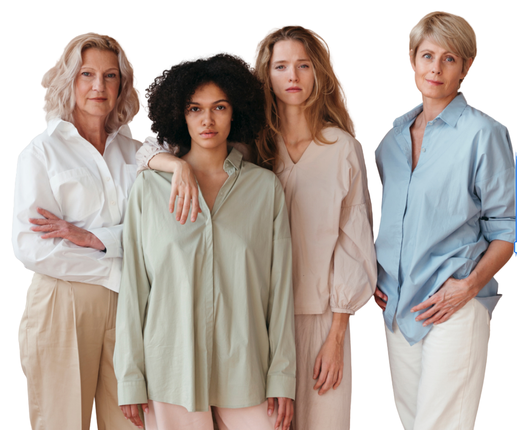 Vier Frauen unterschiedlichen Alters, die c· begleitet
